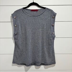 Love Scarlett nautical style sleeveless top with anchor button detail size M